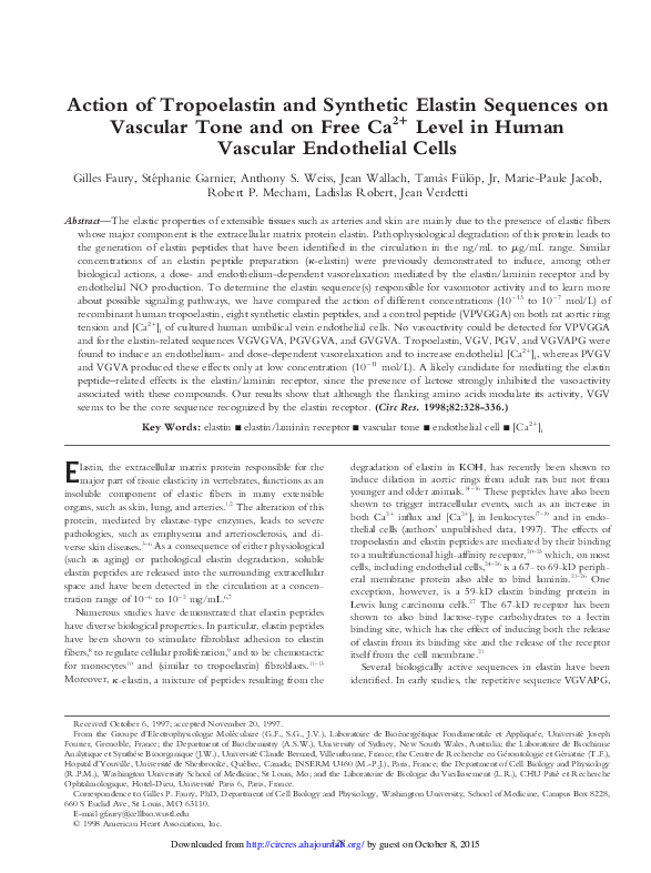 (PDF) Action of Tropoelastin and Synthetic Elastin Sequences on