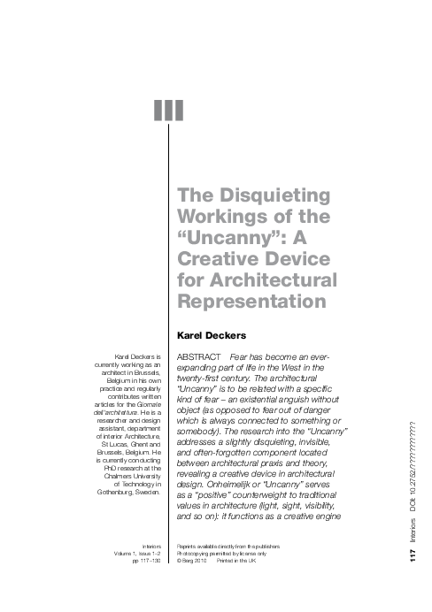 (PDF) The Disquieting Workings of the “Uncanny”: A Creative Device for ...