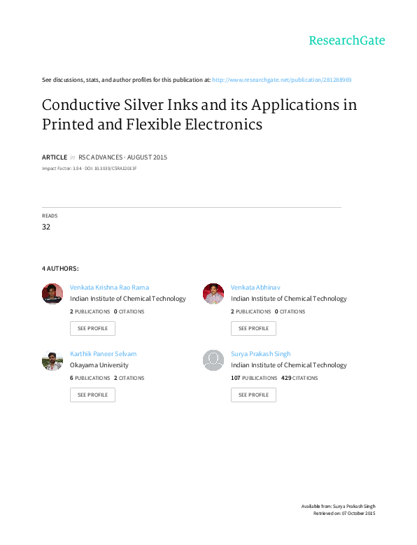 (PDF) Conductive Silver Inks and its Applications in Printed and ...