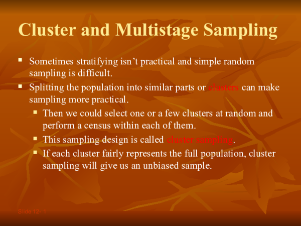 (PPT) Clusterandmultistagesampling-140714165941-phpapp01