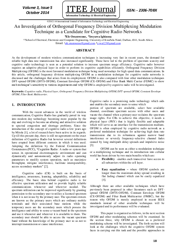 (PDF) An Investigation of Orthogonal Frequency Division Multiplexing ...