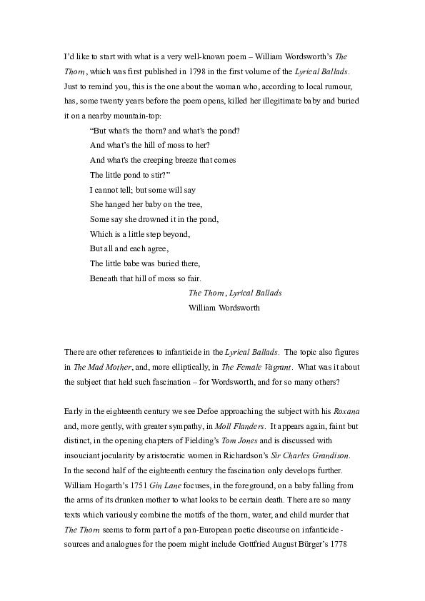 The battle of the sexes: radical rewritings of infanticide in the 1790s