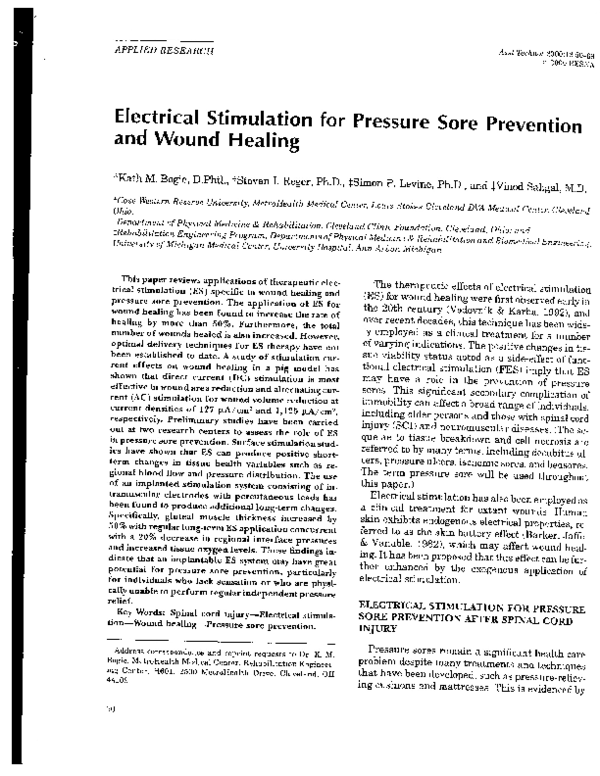 (PDF) Electrical Stimulation for Pressure Sore Prevention and Wound Healing