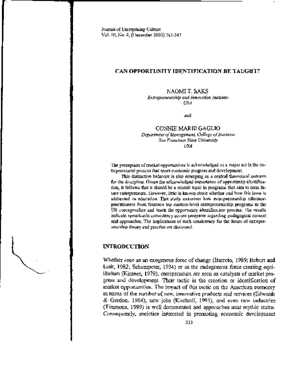 Opportunity identification thesis picture