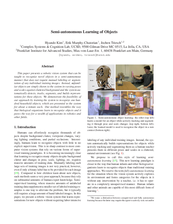 (PDF) Semi-autonomous Learning of Objects
