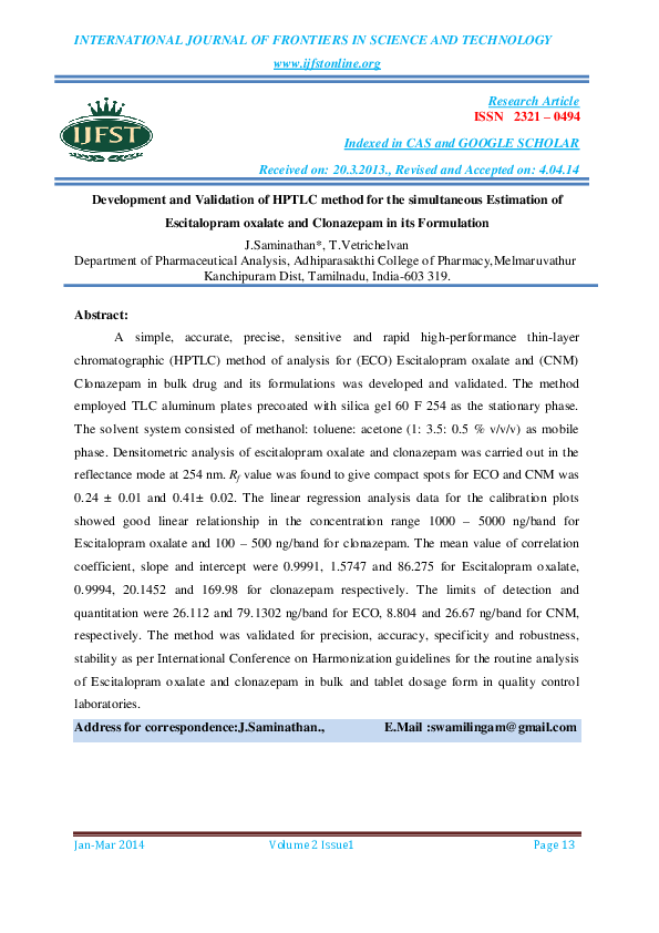 Development and Validation of HPTLC method for the simultaneous ...