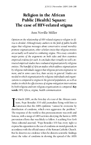 (PDF) Religion in the African Public [Health] Square: The case of HIV ...