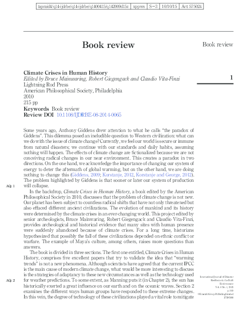 (PDF) climate change in human history
