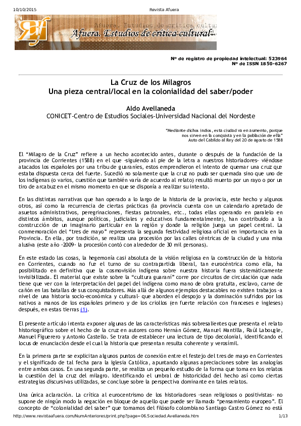 (PDF) La Cruz de los Milagros. Una pieza central/local en la ...