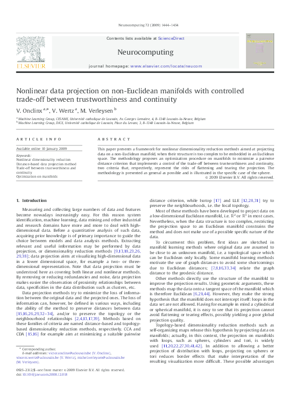 (PDF) Nonlinear data projection on non-Euclidean manifolds with ...