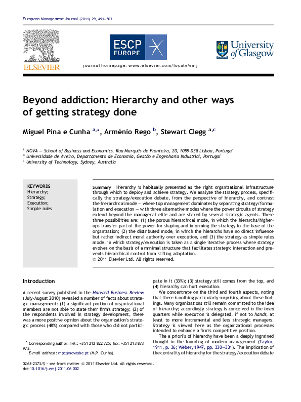 (PDF) Beyond addiction: Hierarchy and other ways of getting strategy done