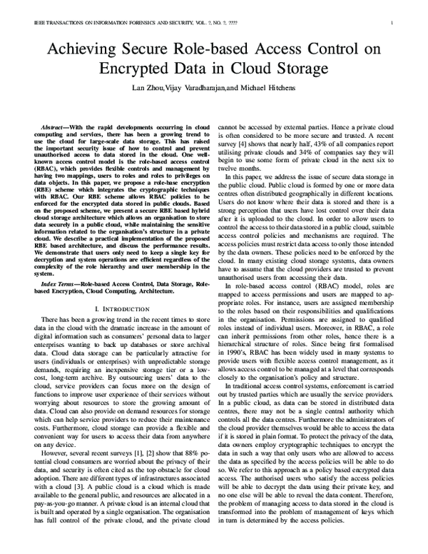 (PDF) Achieving Secure Role-Based Access Control on Encrypted Data in ...