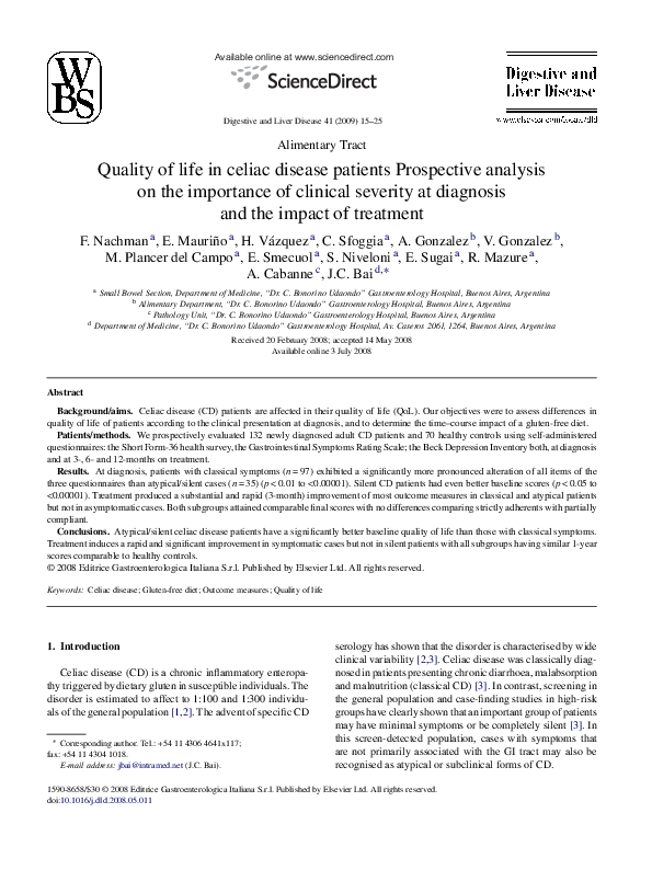 (PDF) Quality of life in celiac disease patients