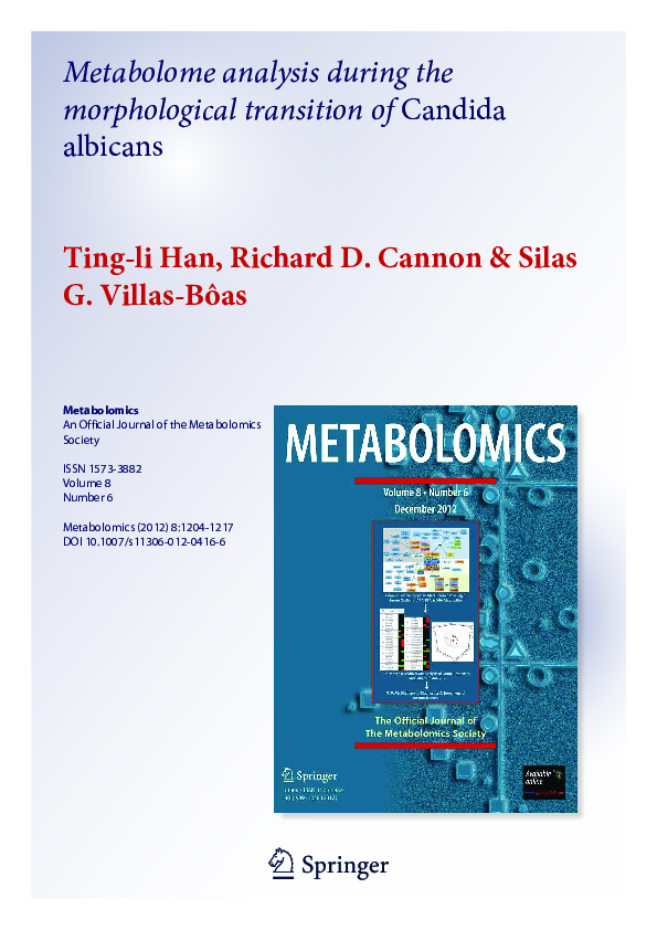 (PDF) Metabolome analysis during the morphological transition of ...