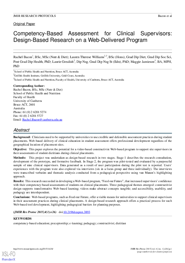 (PDF) Competency-Based Assessment for Clinical Supervisors: Design ...