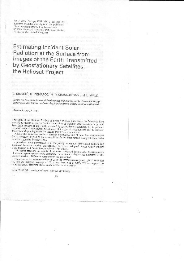 (PDF) Estimating Incident Solar Radiation at the Surface from Images of ...