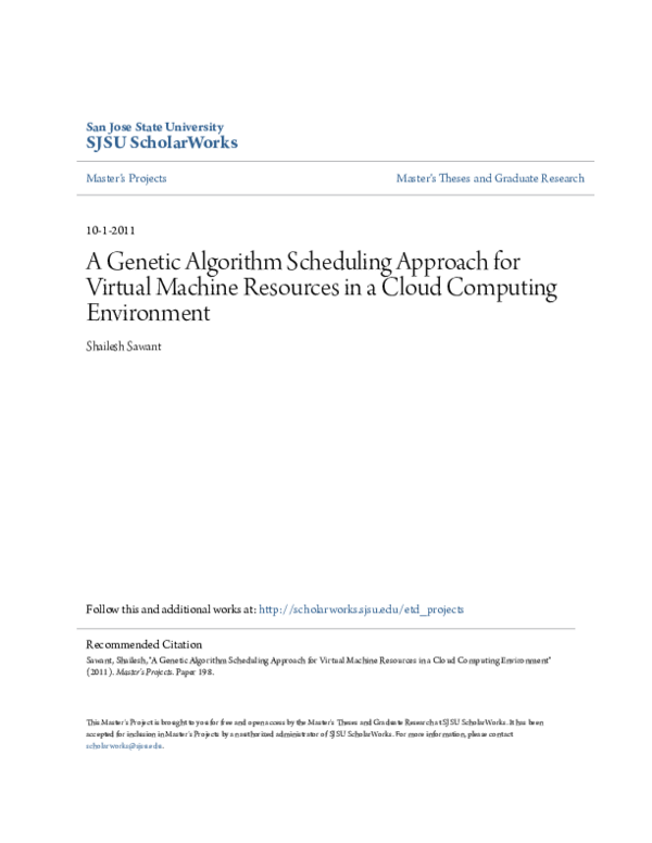 (PDF) A Genetic Algorithm Scheduling Approach for Virtual Machine ...