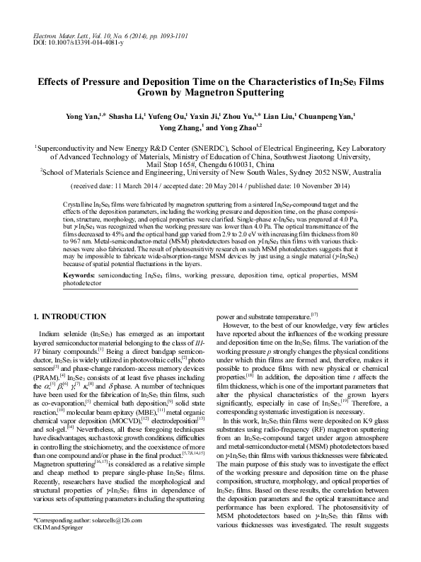 (PDF) Effects of pressure and deposition time on the characteristics of ...