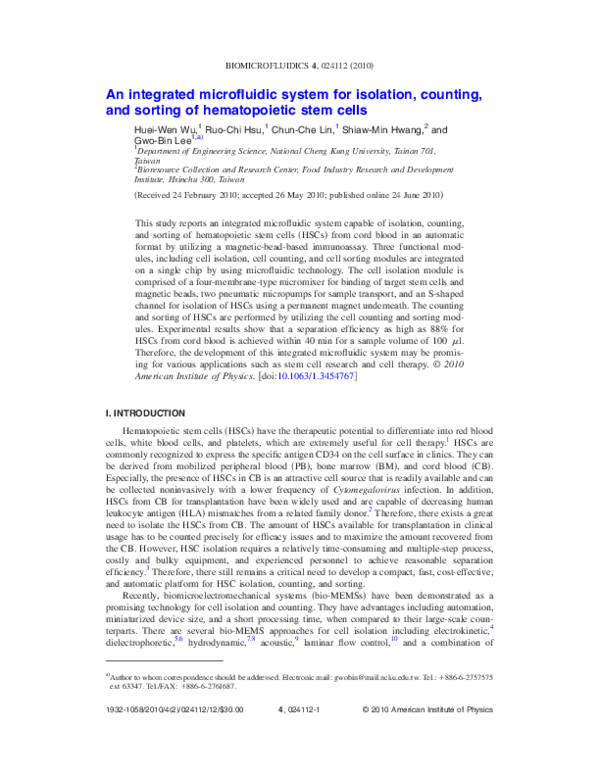(PDF) An integrated microfluidic system for isolation, counting, and ...