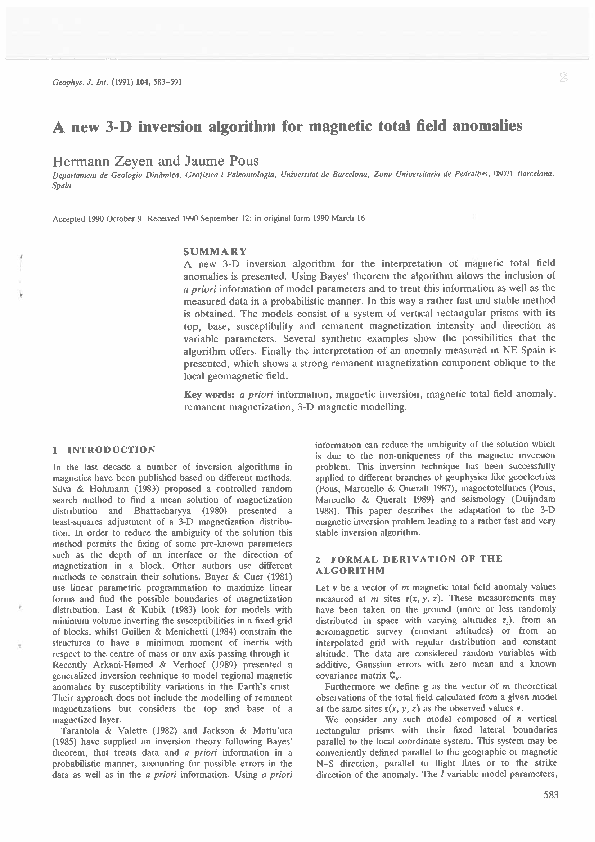 (PDF) 3-D Joint Inversion of Magnetic and Gravimetric Data With A ...