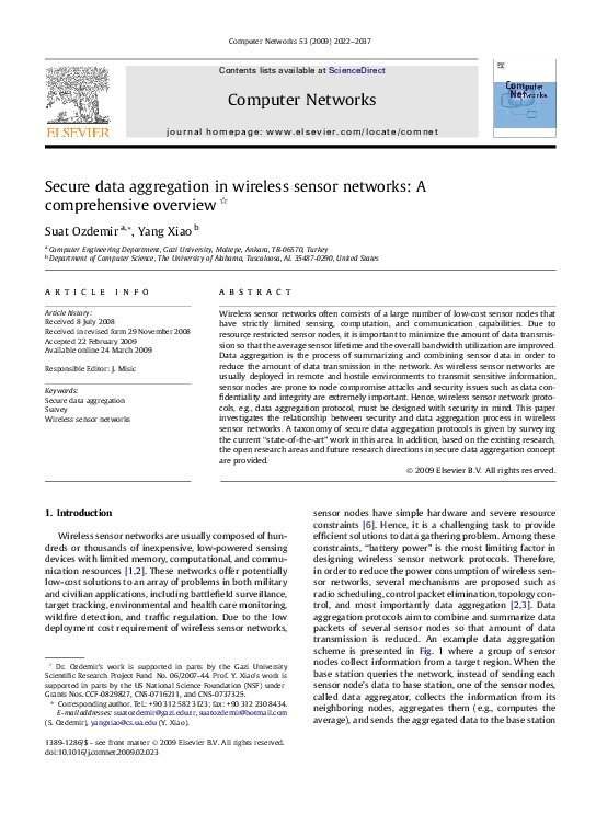 (PDF) Secure data aggregation in wireless sensor networks: A ...