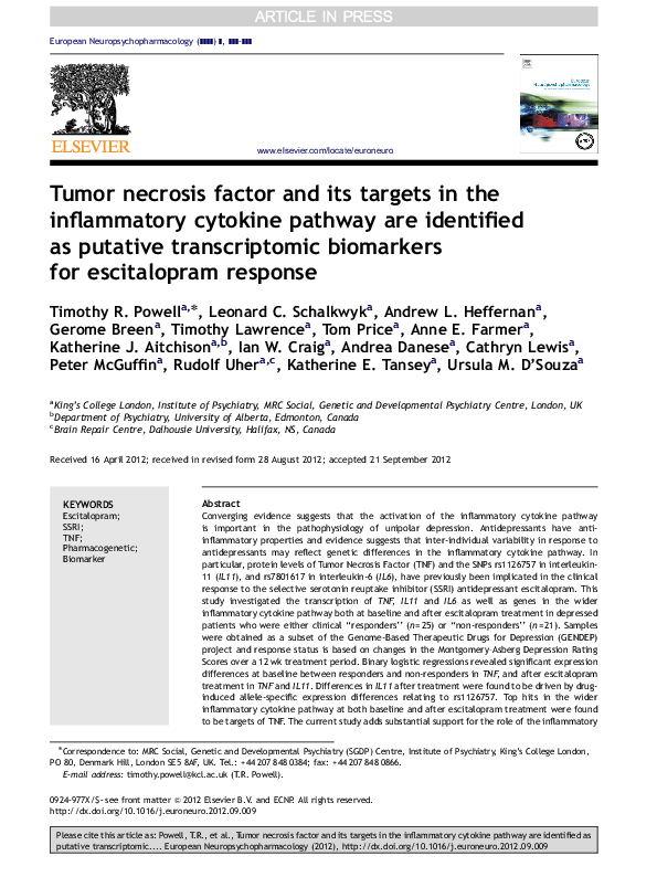 (PDF) Tumor necrosis factor and its targets in the inflammatory ...