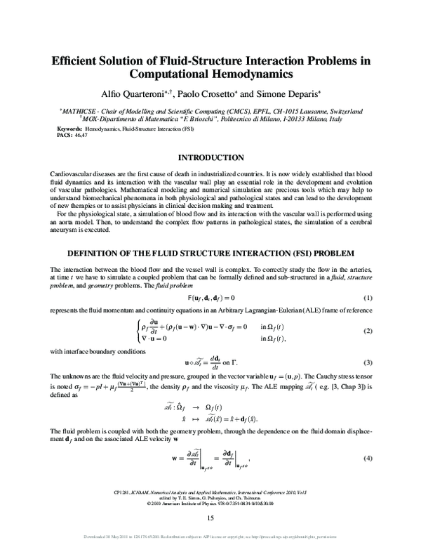 (PDF) Efficient Solution of Fluid-Structure Interaction Problems in ...