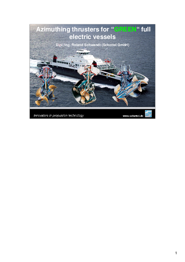 (PDF) Marine 29 Azimuthing Thrusters for Green Full Electric Vessels