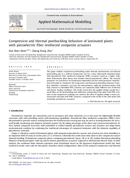 (PDF) Thermal buckling and postbuckling of functionally graded fiberreinforced composite