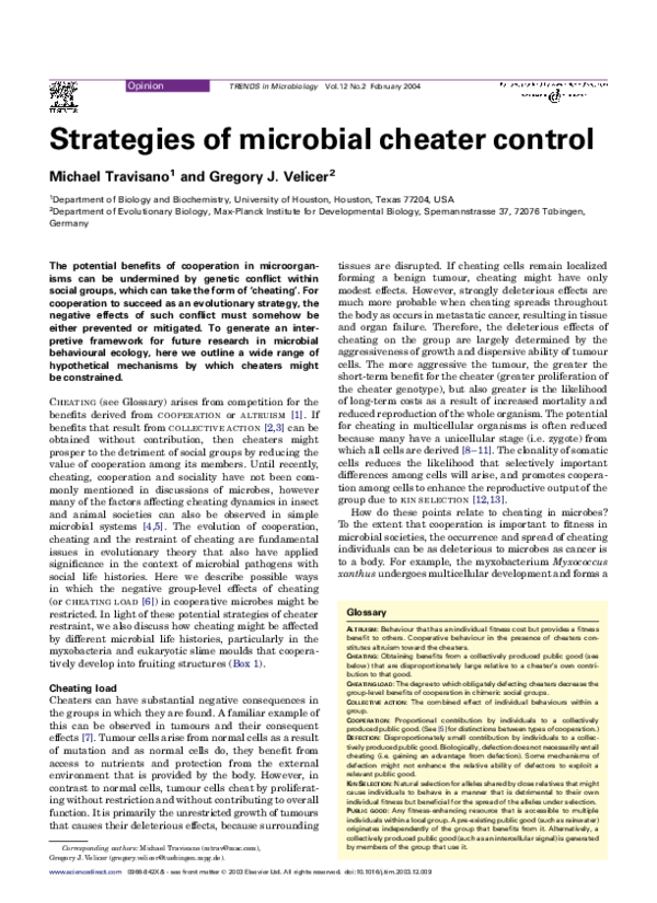 (PDF) Strategies of microbial cheater control