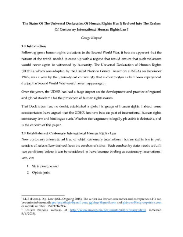 (PDF) THE STATUS OF THE UNIVERSAL DECLARATION ON HUMAN RIGHTS