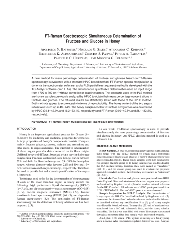 (PDF) FT-Raman Spectroscopic Simultaneous Determination of Fructose and ...