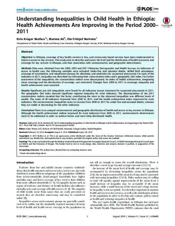 (PDF) Understanding Inequalities in Child Health in Ethiopia: Health ...