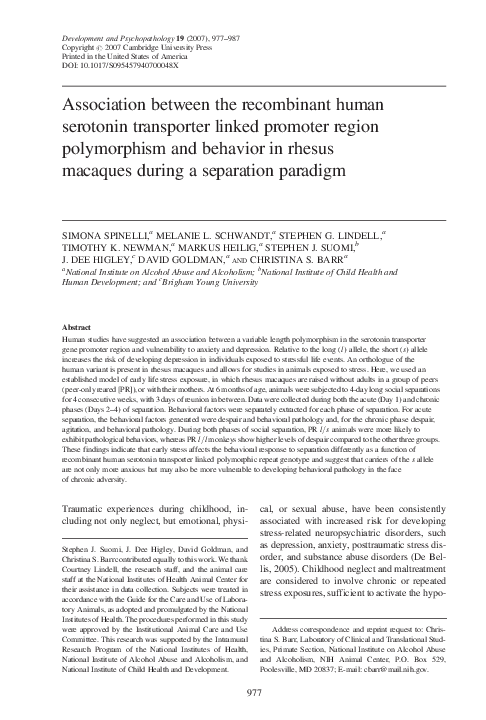 (PDF) Association between the recombinant human serotonin transporter ...