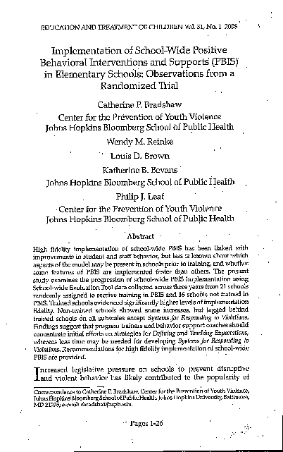 (PDF) Implementation of School-Wide Positive Behavioral Interventions ...