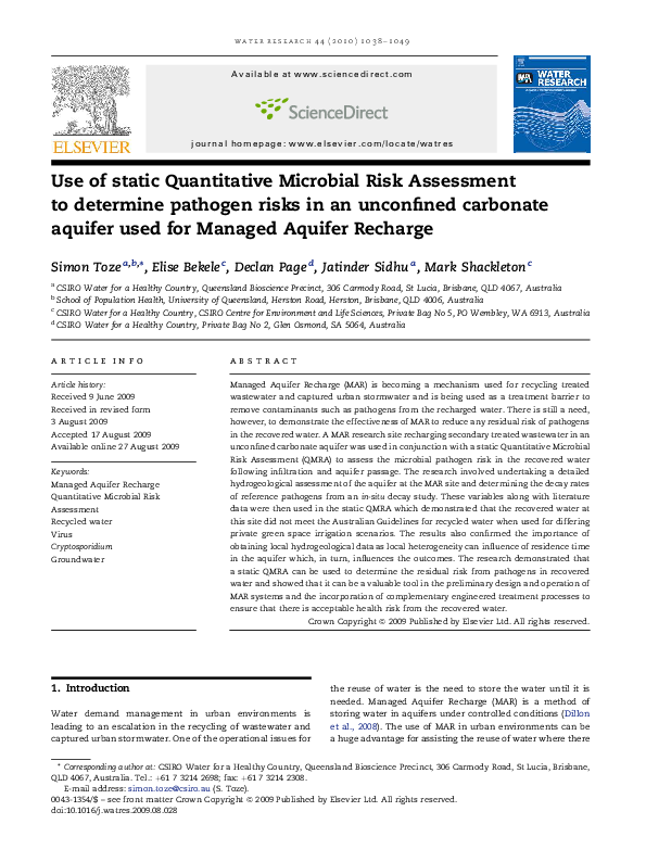 (PDF) Use of static Quantitative Microbial Risk Assessment to determine ...