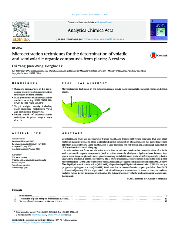 (PDF) Microextraction techniques for the determination of volatile and