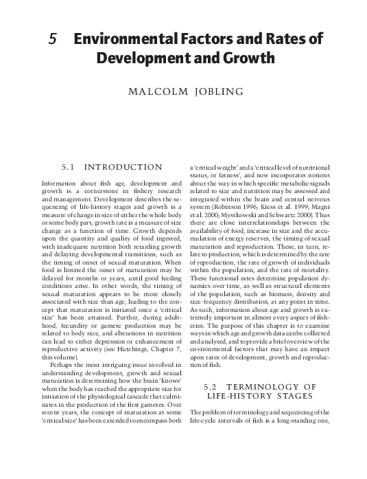 (PDF) Environmental Factors and Rates of Development and Growth