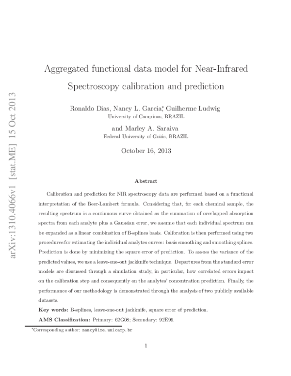(PDF) Aggregated functional data model for near-infrared spectroscopy ...