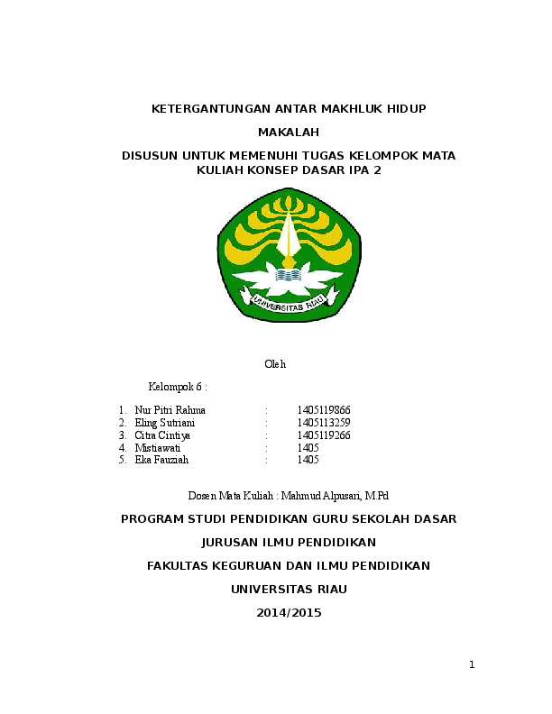 (DOC) Saling Ketergantungan antar makhluk hidup Nurfitri Rahma