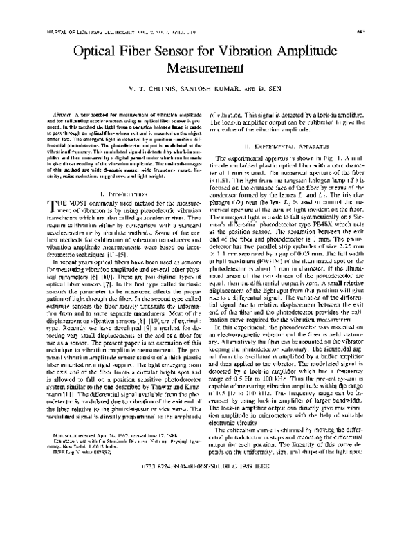 (PDF) Optical fiber sensor for vibration amplitude measurement