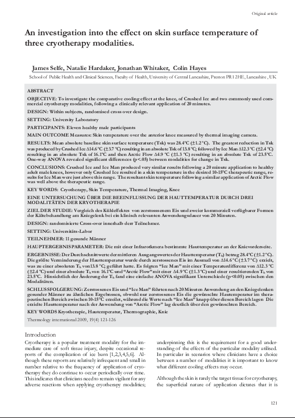 (PDF) An investigation into the effect on skin surface temperature of ...