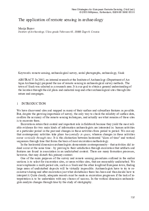 (PDF) The application of remote sensing to environmental archaeology