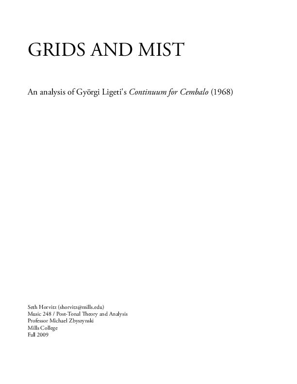 (PDF) Ligeti Continuum Analysis Seth Horvitz Academia.edu