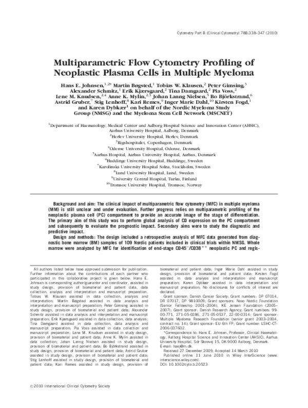 (PDF) Multiparametric flow cytometry profiling of neoplastic plasma