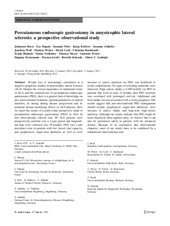 (PDF) Percutaneous endoscopic gastrostomy in amyotrophic lateral