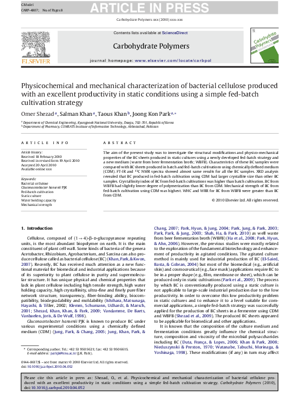 (PDF) Physicochemical and mechanical characterization of bacterial ...