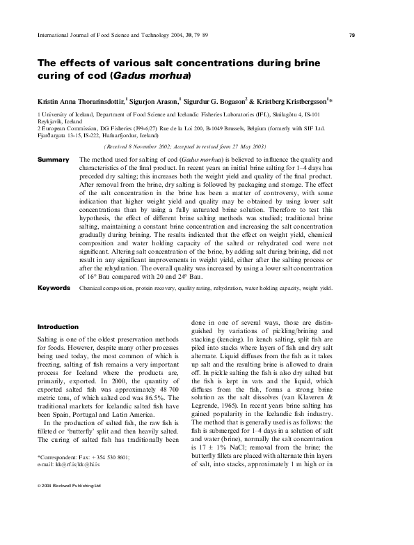 (PDF) The effects of various salt concentrations during brine curing of ...