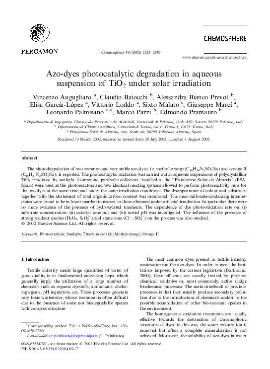 (PDF) Azo-dyes photocatalytic degradation in aqueous suspension of TiO2 ...