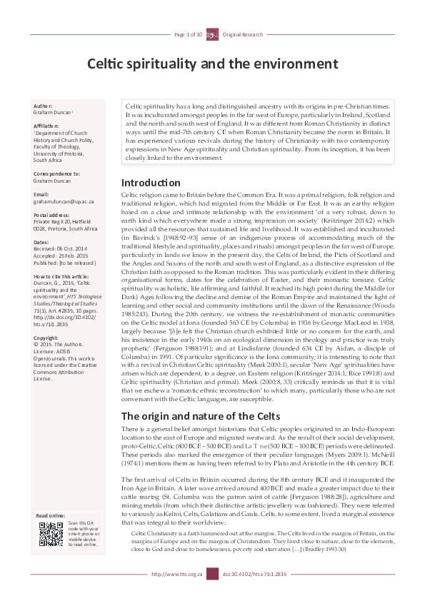 Celtic spirituality and the environment